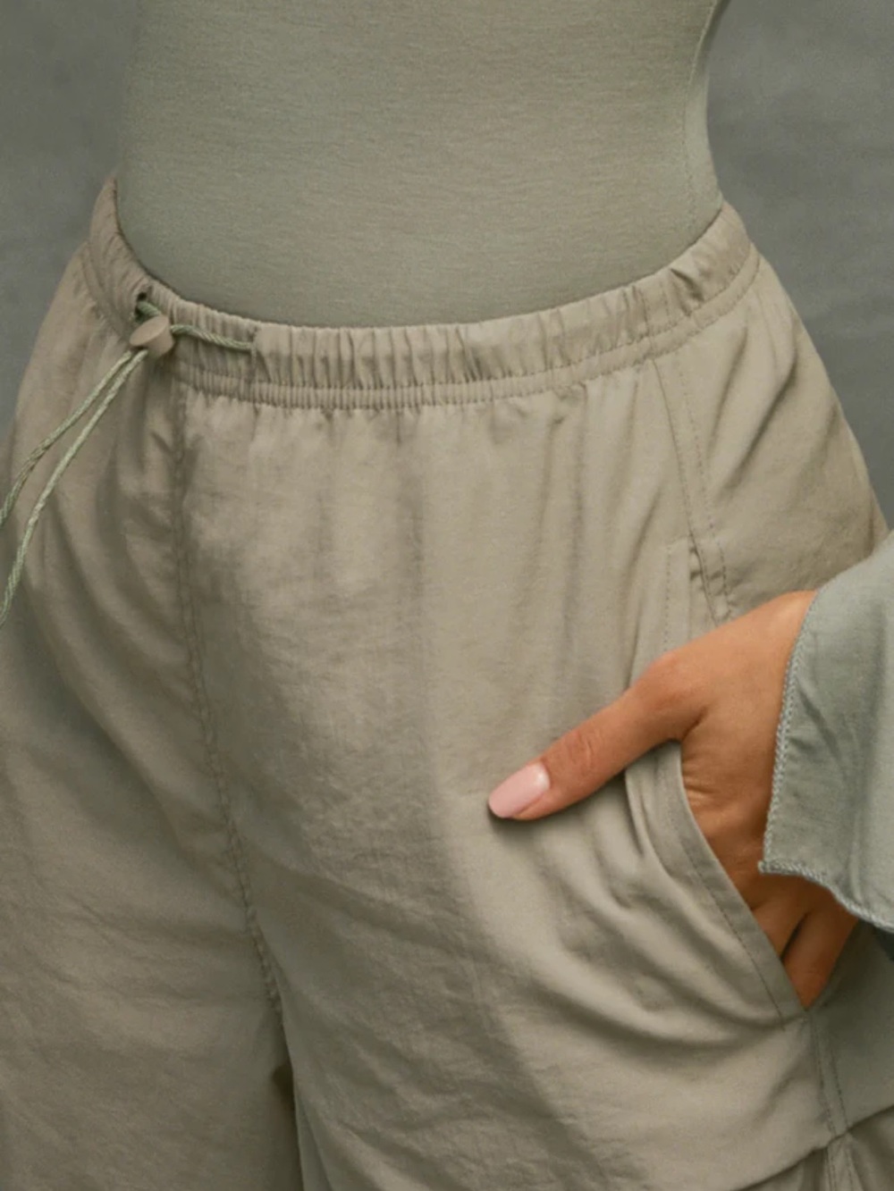 JOAH BROWN Ruched Track Hiking Pant Cargo Nylon NWT FAWN Tan (FIT101) - Picture 5 of 7